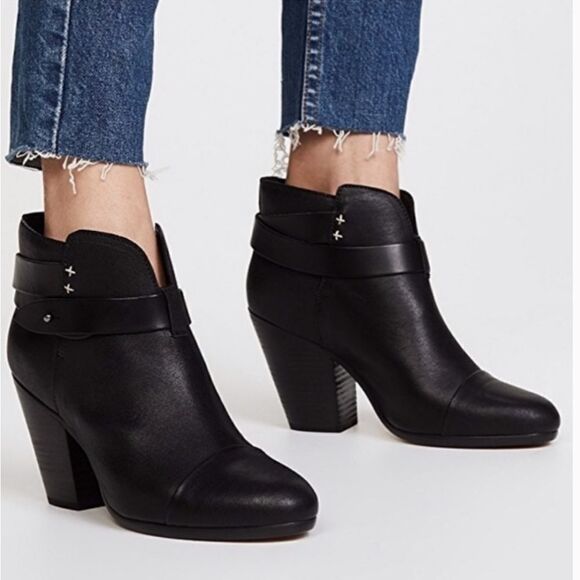 Rag & Bone Harrow Black Leather Moto Inspired Boot Size 38.5 - Picture 15 of 15